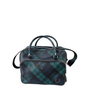 Fred Perry Tartan Plaid Pebble Leather Tote HoldAll Bag Gym Overnight Oi Rudeboy